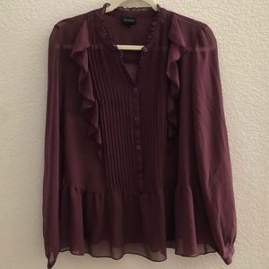 Who What Wear Long Sleeve Blouse Plum Large